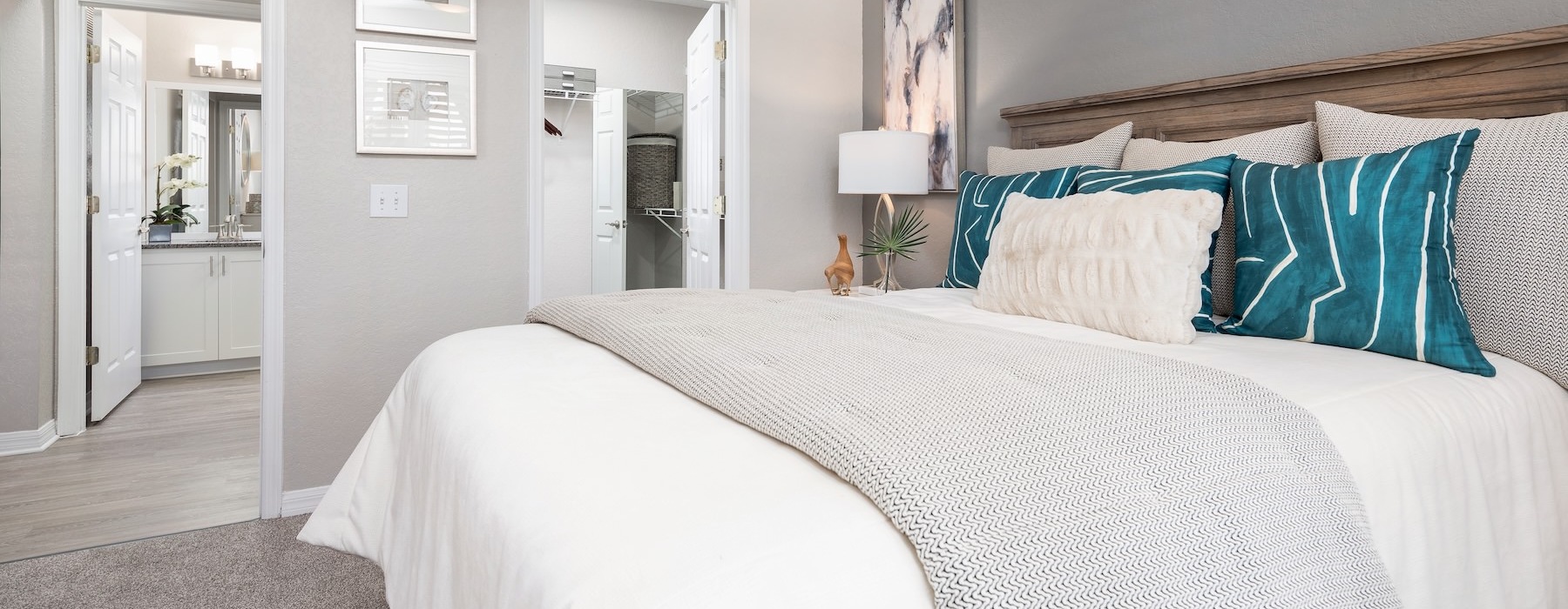 bedroom with decor on the walls